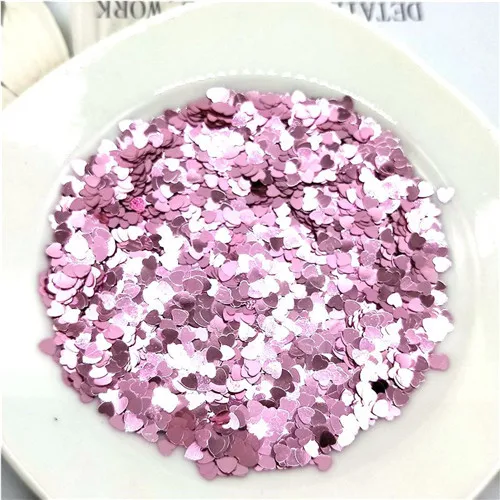 Soild light pink 10g Ультратонкая PET Блестки 3 мм Сердце Лазерная блестящая 3D блестка для ногтей блестка Eo-Friendly свободные блестки для украшения ногтей 10 г - Цвет: Soild light pink 10g