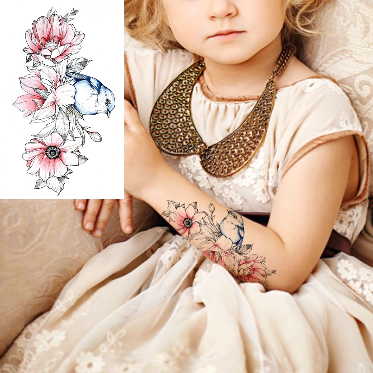 3D Moon Butterfly Temporary Tattoos For Women kids Flower Dream Catcher Bird Planet Fake Tattoo Body Art Decoration Tatoo Paper | Красота и