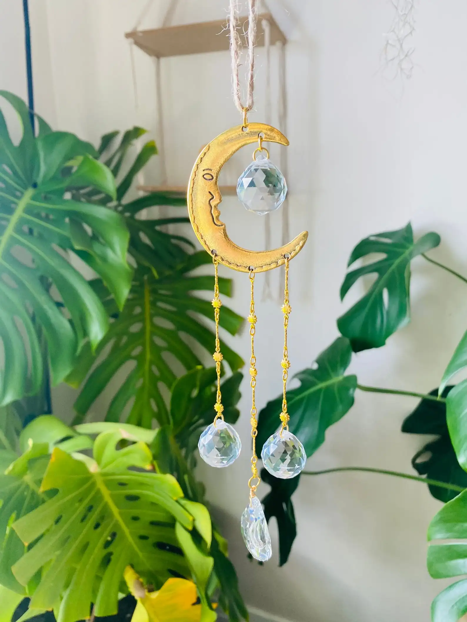

Crescent Moon Crystal Sun catcher Witchy Celestial Symbols Rainbow Maker Window Hanging Prism Aesthetic Windchimes