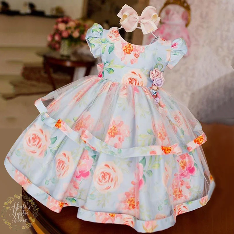 

Newborn baby lace dress, birthday party and wedding princess skirt, 6-5-year-old girl dress
