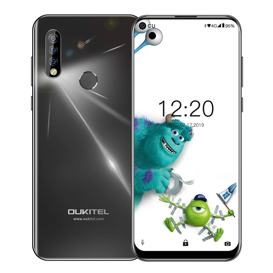 Black OUKITEL C17 Pro 6,35 ''Android 9,0 19:9 MT6763 4 Гб 64 Гб Смартфон Face ID Octa Core 3900 мАч Тройная камера 4G мобильный телефон - Цвет: Black
