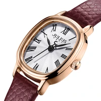 classic elegant oval womens watch japan movt lady hours fine fashion real leather bracelet girls gift julius box