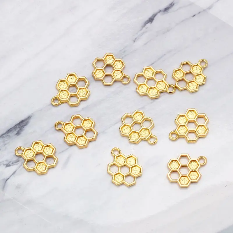 10 шт. золотой кулон соты пустая полимерная рамка установка в открыжную рамку для