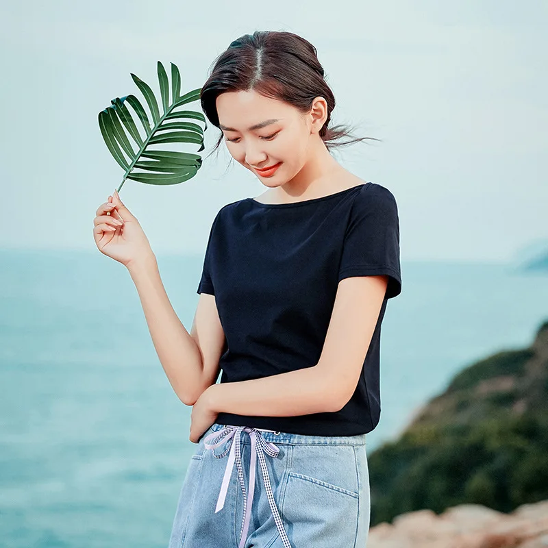 

2021 new fashion T-shirt summer solid color shirt cotton women