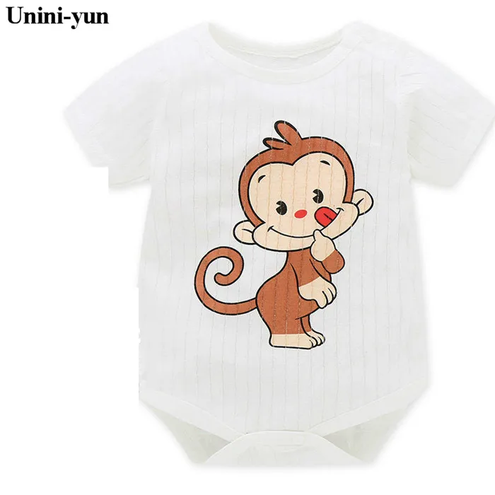 2017 Детский комбинезон для девочек и мальчиков с коротким рукавом принтом