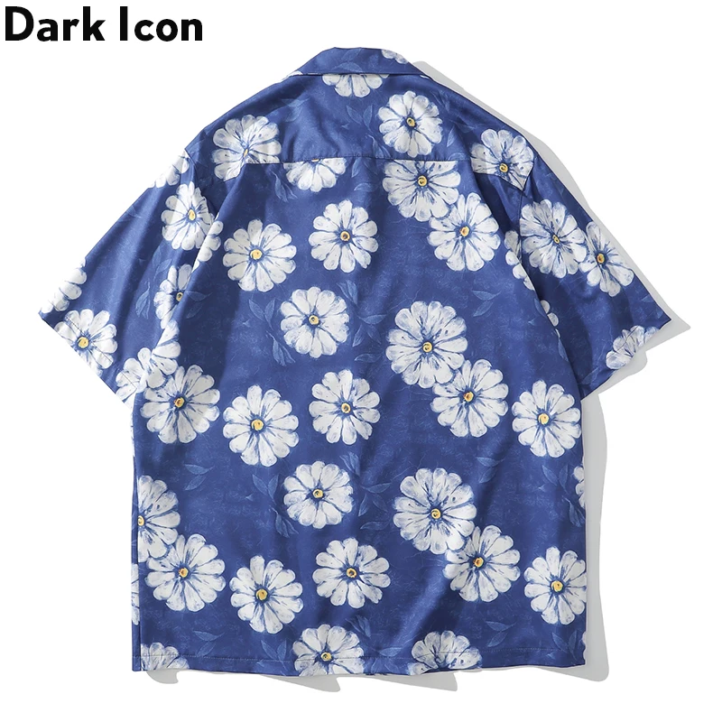 Мужская и женская гавайская рубашка с ручной росписью Dark Icon Daisy летняя винтажная