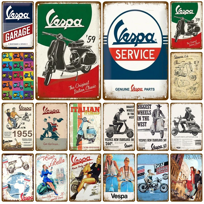Vespa парковка только Жестяная Табличка на гараж Винтаж металлические настенные