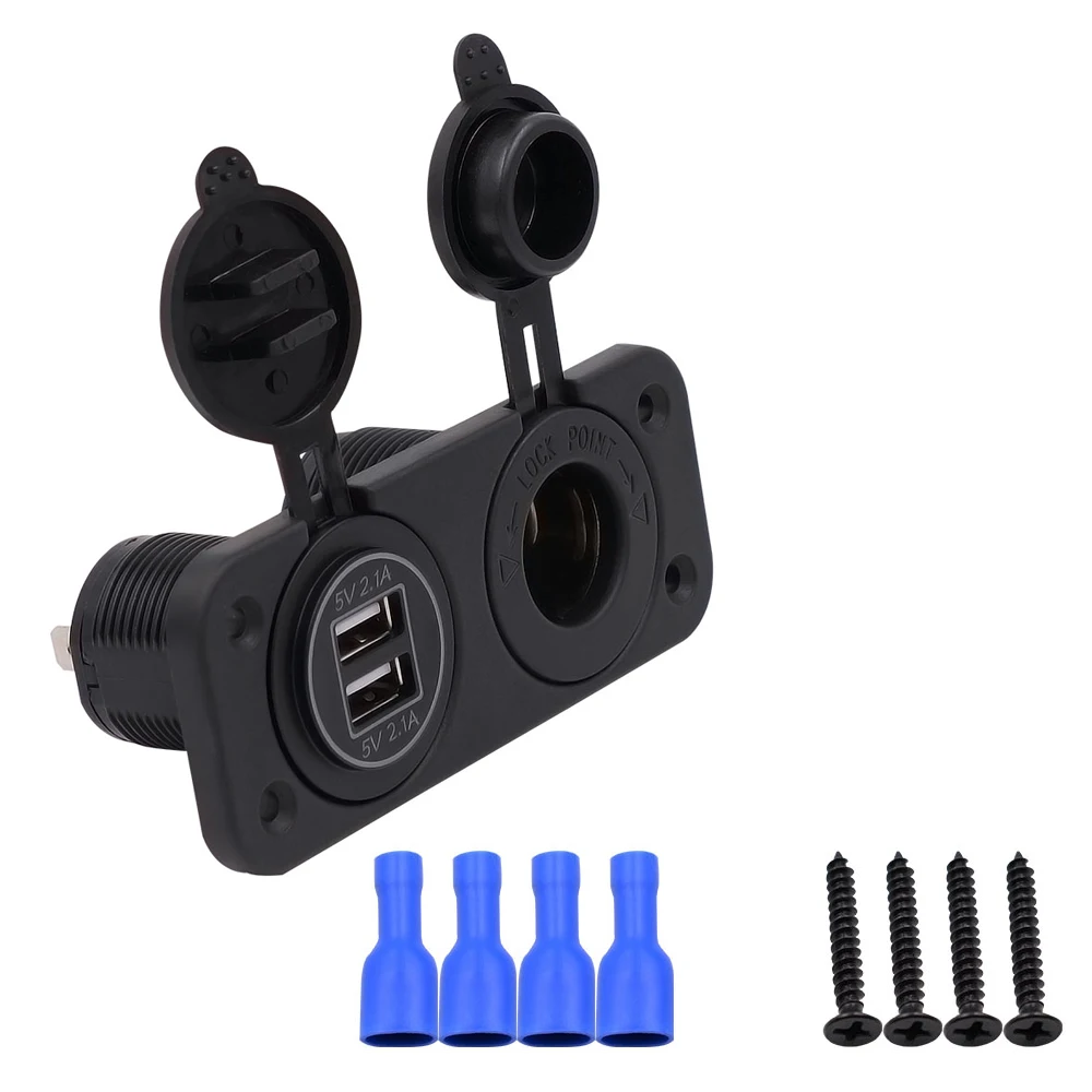 Универсальное автомобильное зарядное устройство с двумя USB-портами и зеленым