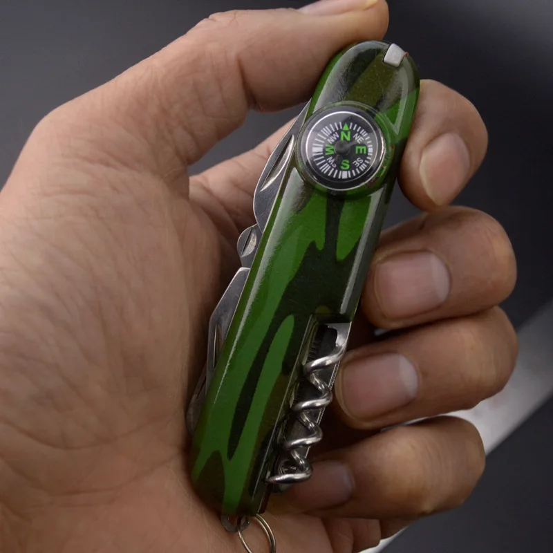 Многофункциональный нож с компасом армейский зеленый 91 мм|Ножи| |