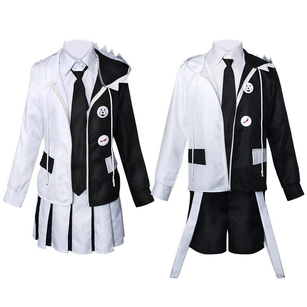 

Unisex Adult JP Anime Monokuma Kuma Halloween Cosplay Costumes Women Men Jacket Skirt Shirt Full Set Role Playing Carnival Suit