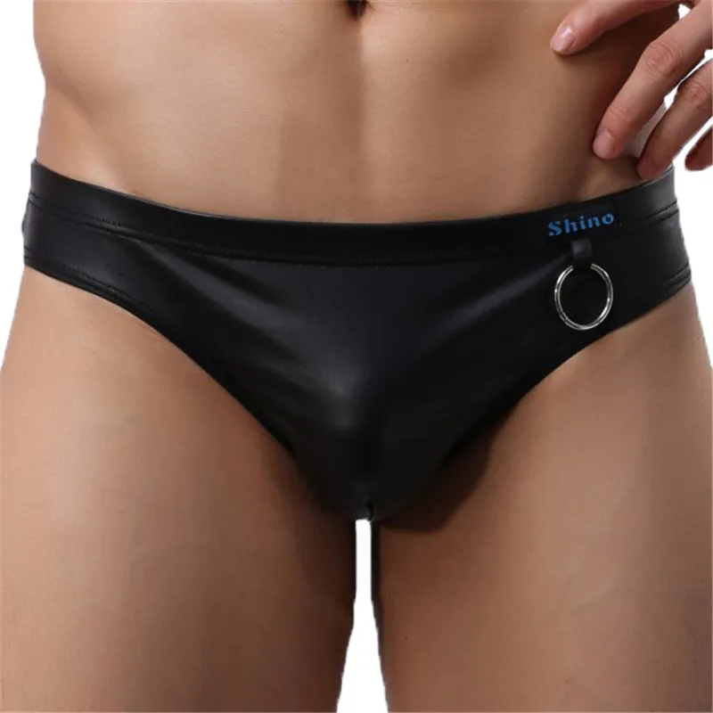 Сексуальное мужское нижнее белье искусственная кожа железное кольцо модные