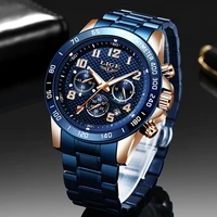 lige 2022 new blue fashion mens watches top brand luxury watch men military all steel waterproof clock male sport chronograph