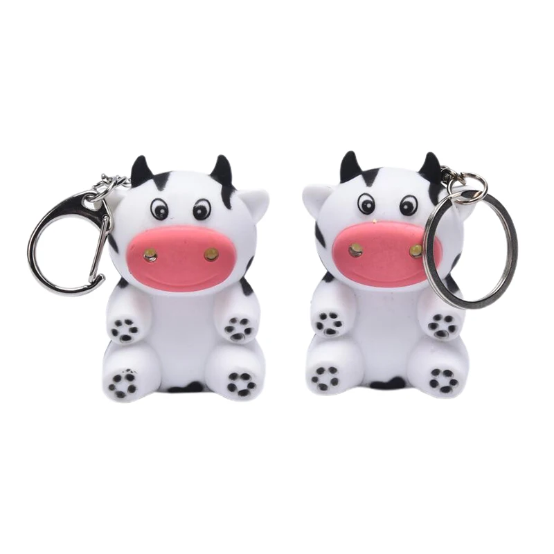 Милые LED из коровьей кожи крупного рогатого скота брелок со звуком фонарик мини