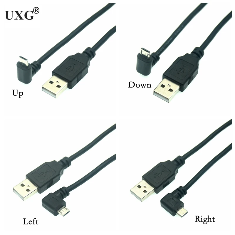 

Up Down Left Right Angled 90 Degree USB Micro USB Male to USB male Data Charge connector Cable 25cm 50cm for Tablet 5ft 1m 3m 5m