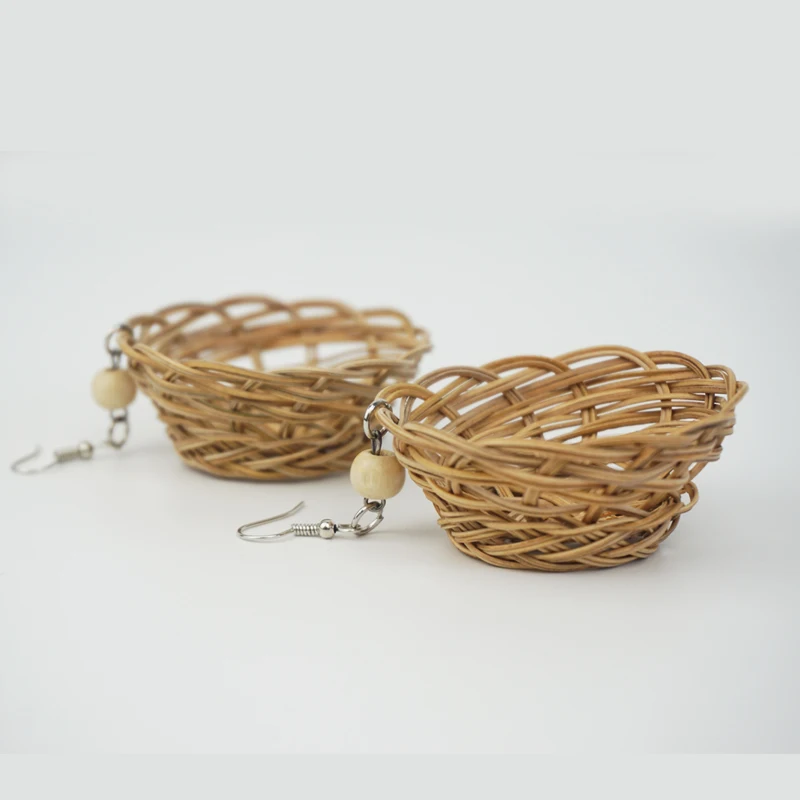 Женские серьги ручной работы M & G корейские из ротанга в большой деревянной