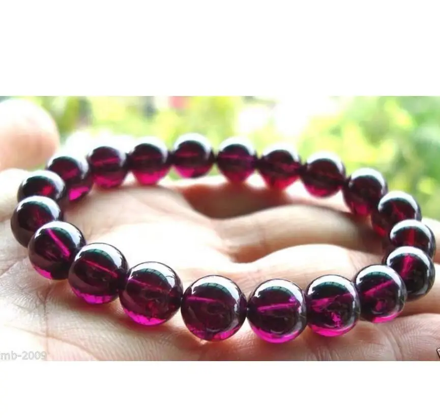 Бесплатная доставка эластичный браслет из натурального красного граната 8 мм |