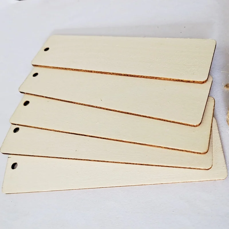

10pcs Hanging Scrapbooking Craft Bookmark Tags Wood Products With String Creative Home Decoration
