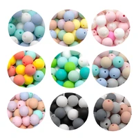 cute idea 10pcs baby silicone round beads 91215mm food grade chewable pearl beads diy teething pacifier chain toys baby goods