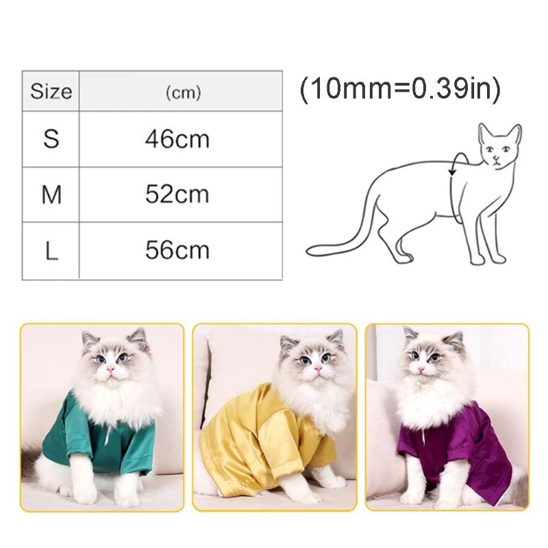 

Colorful Silk Non-Sticky Cat Clothes Reduce Hair Loss Home Outdoor Solid Color Washable Pet Shirt Summer Cooling Kitten