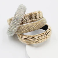new bling rhinestone headbands gold full crystal hairband geometric diamond padded headband for women luxury hair accessories
