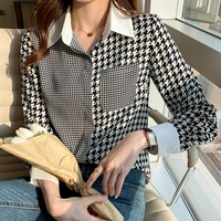 blusas mujer de moda 2021 plaid shirt women clothes chiffon blouses office ladies tops long sleeve autumn korean chemise femme