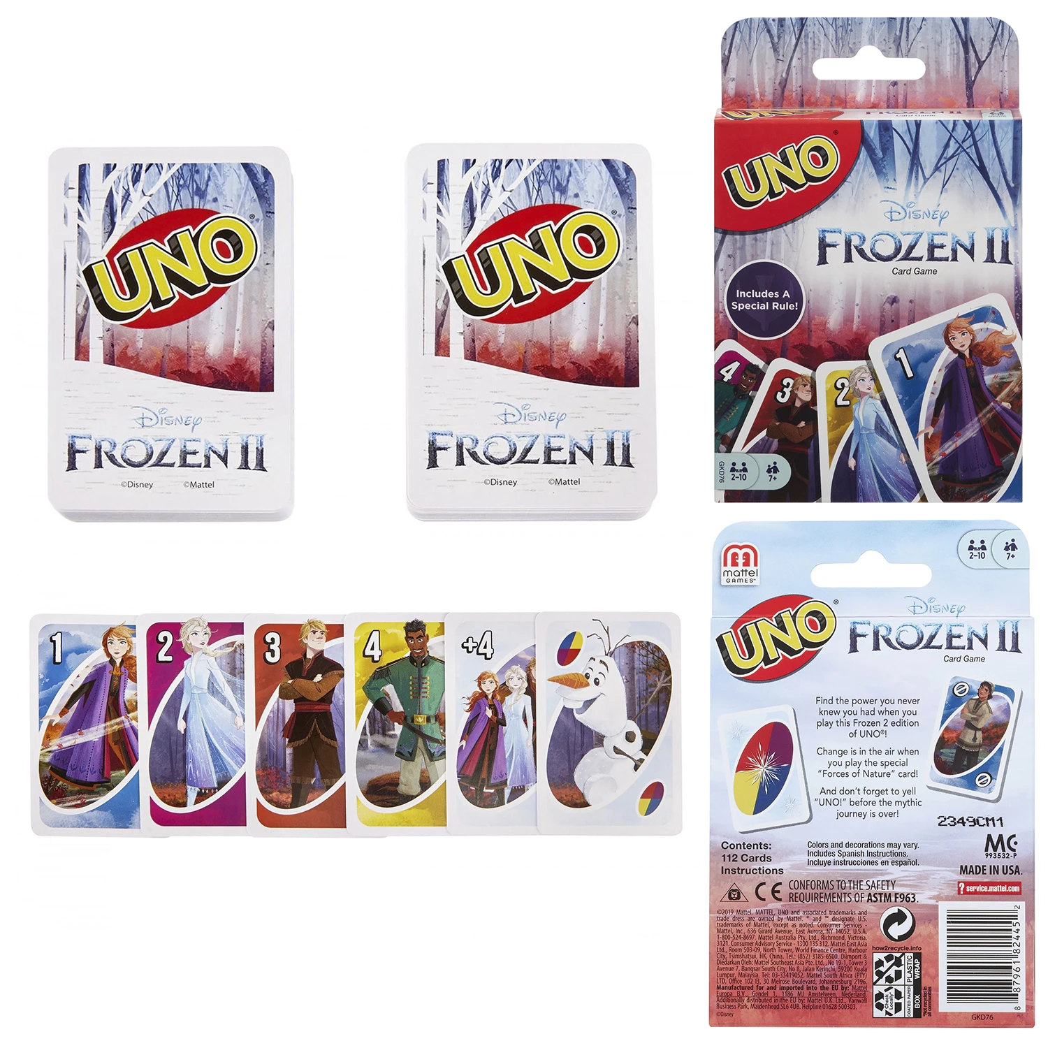 

UNO Frozen II Card Game Mattel Games GenuineFamily Funny Entertainment Board Game Fun Poker Playing Toy Gift Box 112 sheets