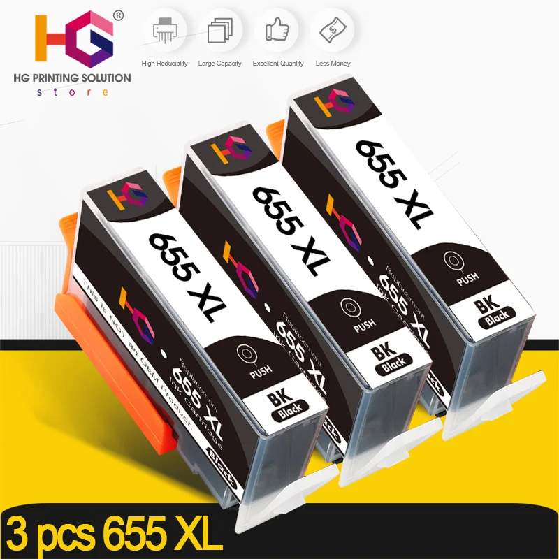 Картридж с черными чернилами совместимый HP 655xl для hp 655 xl чипом принтера Deskjet 6520 6525