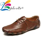 Мужская повседневная обувь; Летняя мужская обувь с отверстиями; Обувь из натуральной кожи для мужчин; Удобная дышащая мужская обувь для вождения на шнуровке