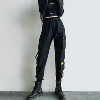 2021 black high waist cargo pants women casual punk pants loose streetwear pencil harajuku pants fashion hip hop female trousers