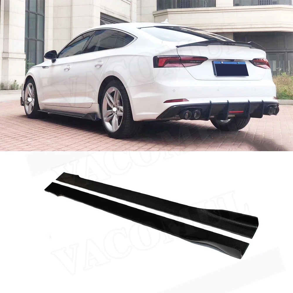 

2Pcs/Set Carbon Fiber Car Side Skirts Extension Body Apron Lip for Audi A7 A5 Sline S5 RS5 Car Styling FRP Bumper