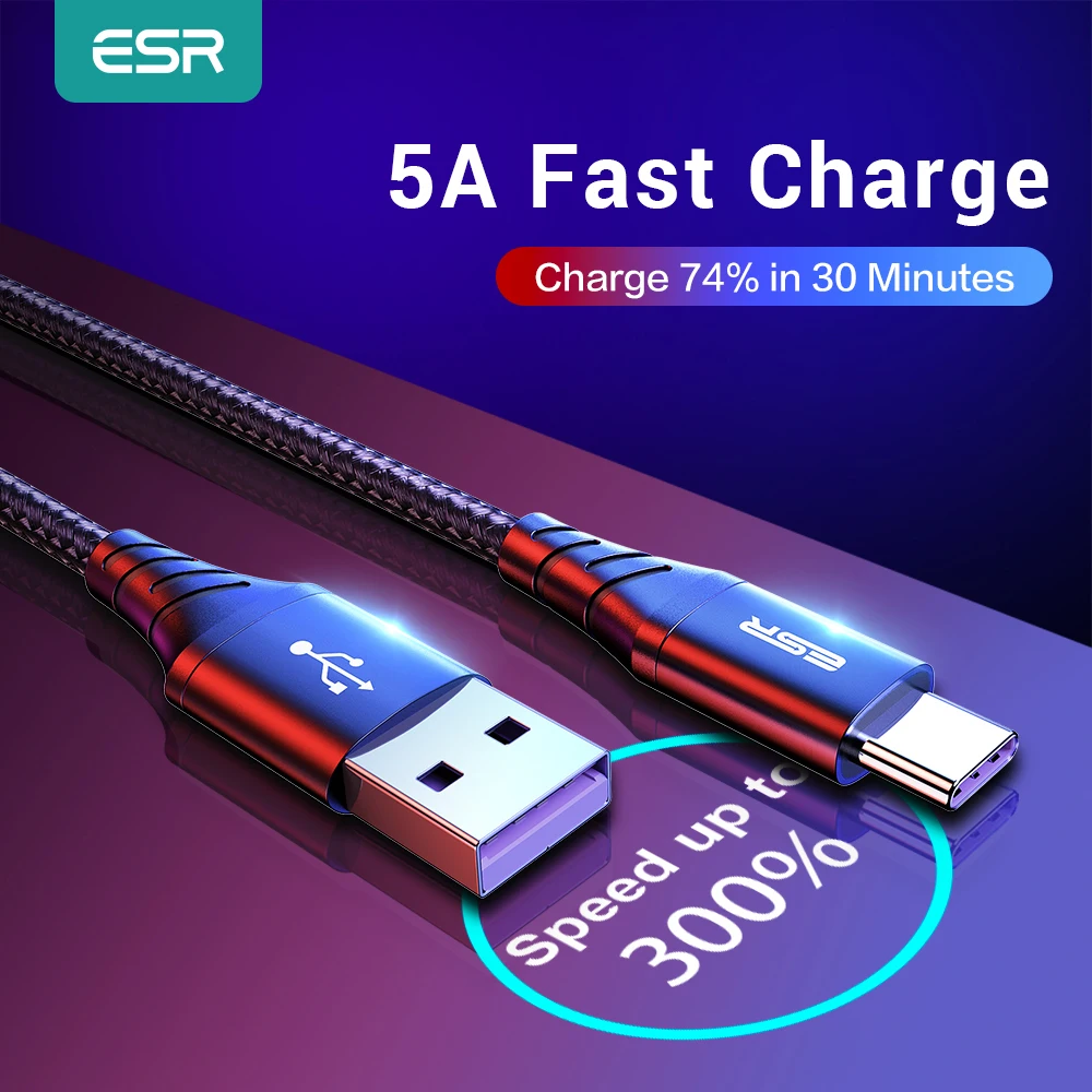 Кабель для быстрой зарядки ESR 5A USB Type C 1 м 2 Huawei P30 P20 Mate 20 Pro | Мобильные телефоны и