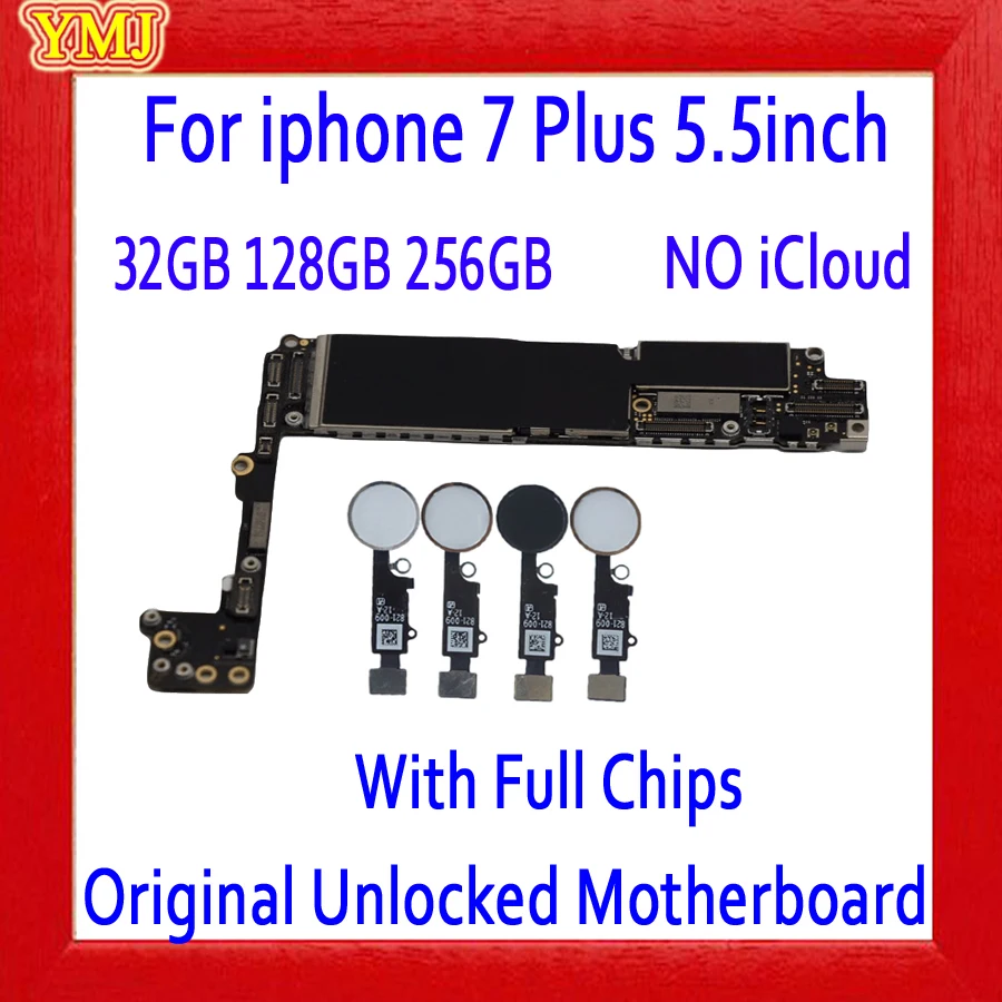 Factory unlocked for iphone 7 Plus Motherboard without Touch ID/With Touch ID 100% Original for iphone 7Plus 5.5inch Mainboard