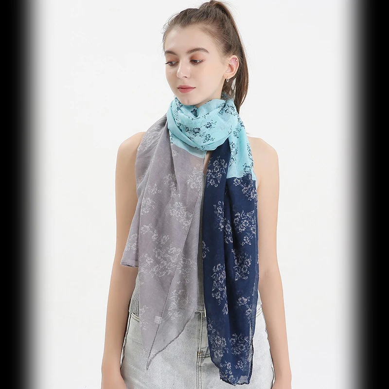 ELIfashion Модный Шарф Длинный мягкий три части Флора смешанных цветов обертывание