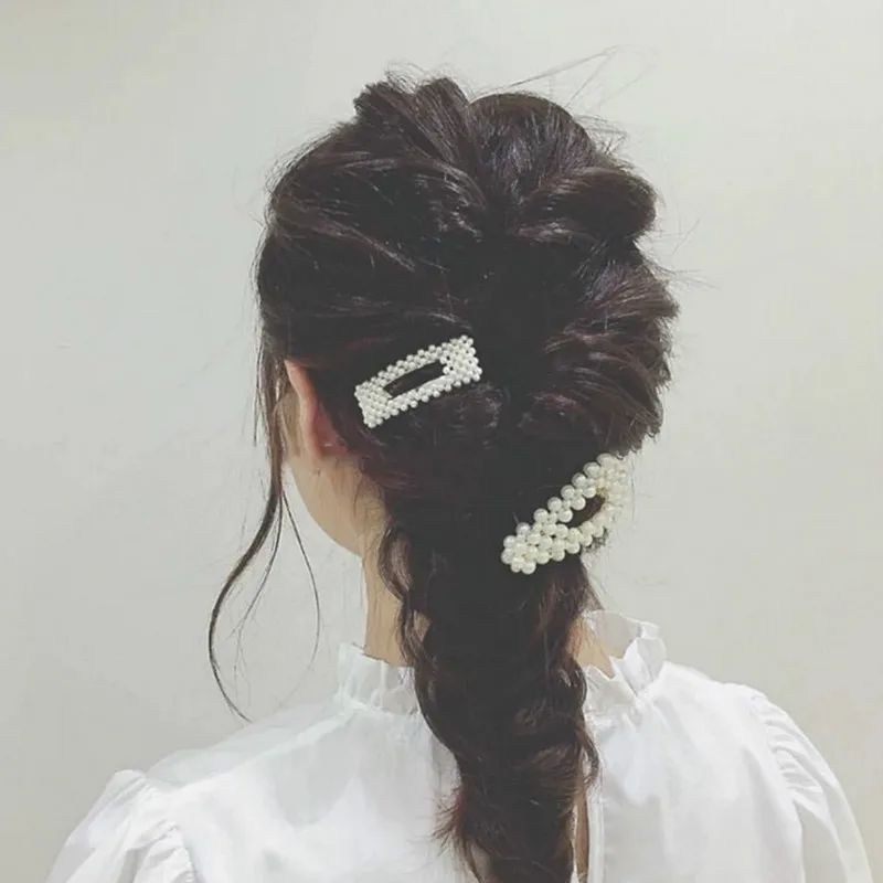 Fujin Korea Fashion Solid Pearl Hair Clips for Women Barrette Hairpins Trendy Handmade Styling Accessories Nice Gifts |
