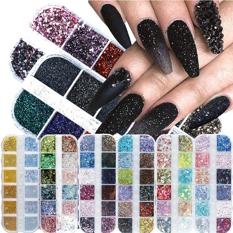 

Nail Art Glitter 12 Grid Gold Foil Gorgeous Nail Glitter Sequin Aluminum Nail Design Shiny Nail Art Decoration Accessories