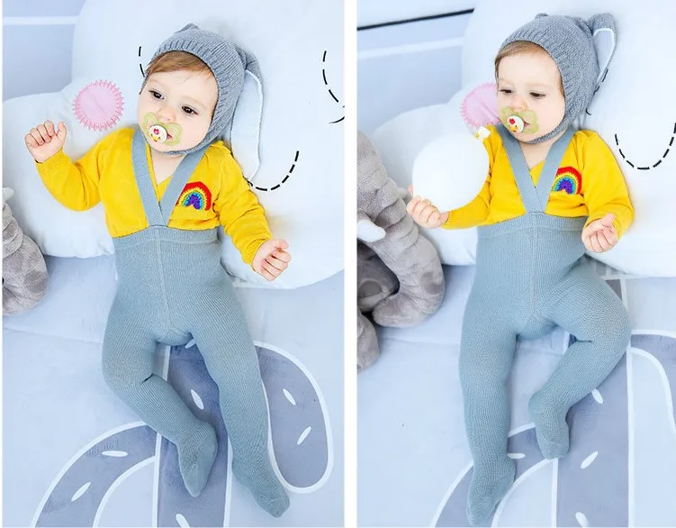 От 0 до 3 лет детские колготки на подтяжках для мальчиков и девочек чистый цвет