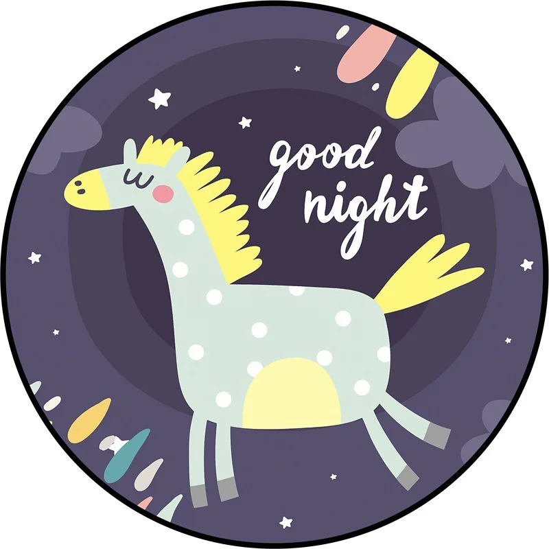 

Creative Cartoon Animals Horses and Dinosaurs Round Rugs Floor Mats Bedroom Living Room Home Decoration