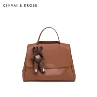 luxury handbags designer genuine leather women shoulder bags high capacity ladies crossbody bag with toy bear