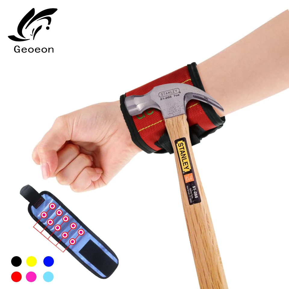 Geoeon сильная поддержка запястья магнитный браслет карманная поддержка запястья сумка для инструментов ручной браслет Винты Держатель сверла А28
