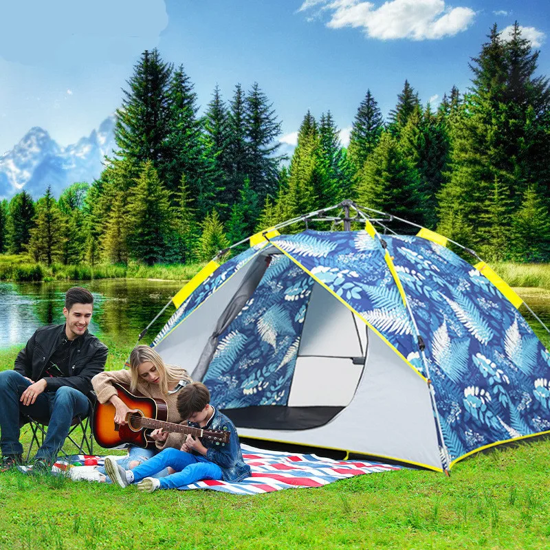 3-4Person Automatic Camping Tent Easy Setup Tourist Outdoor Tent Portable Summer Backpacking Tent for Sun Shelter Hiking Travel