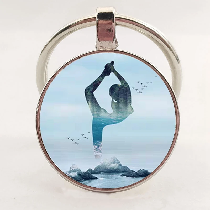 2020 новый стеклянный брелок с изображением йоги танца ювелирные изделия для