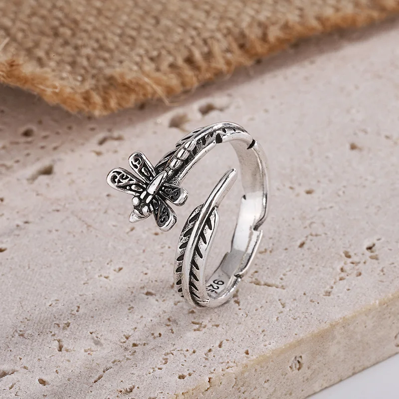 

Dragonfly Leaf Adjustable Opening Rings Fashion Jewelry Finger Couple ring For Lover Men Women Girl Boy Valentine's Day Gift