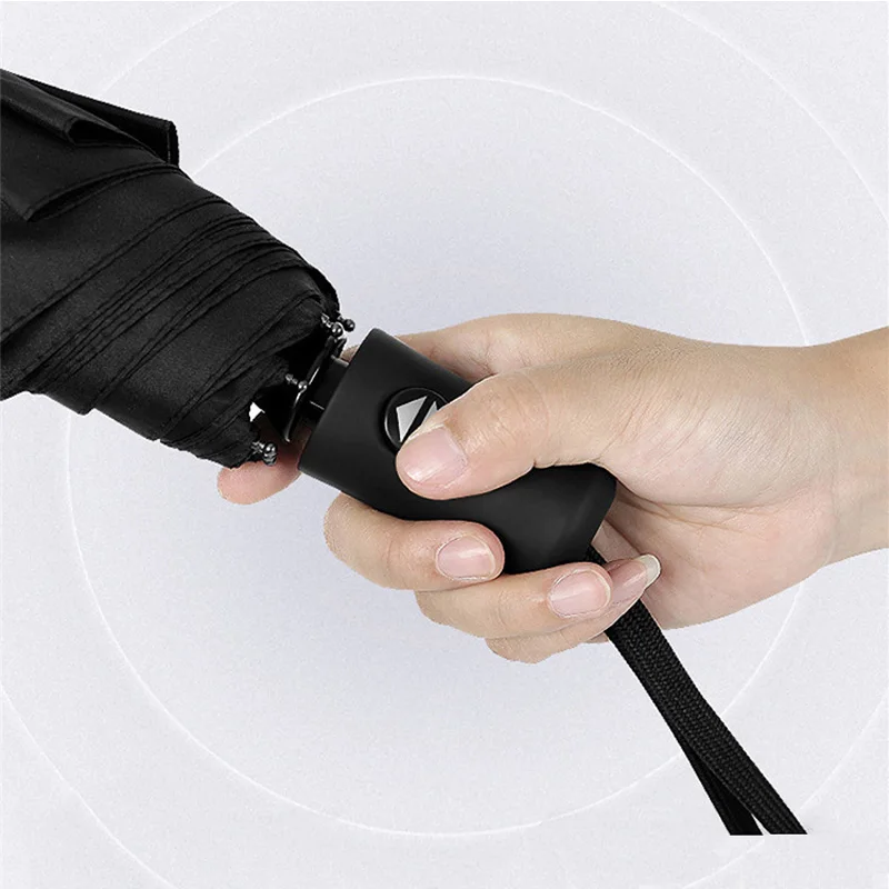 Зимняя складной полностью автоматический зонт мужские черные Водонепроницаемый