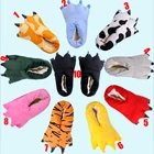 Детские зимние теплые тапочки с мультяшным единорогом, тигровой лапой, животными, когтями, домашние тапочки, детские тапочки, пижамная обувь для мальчиков