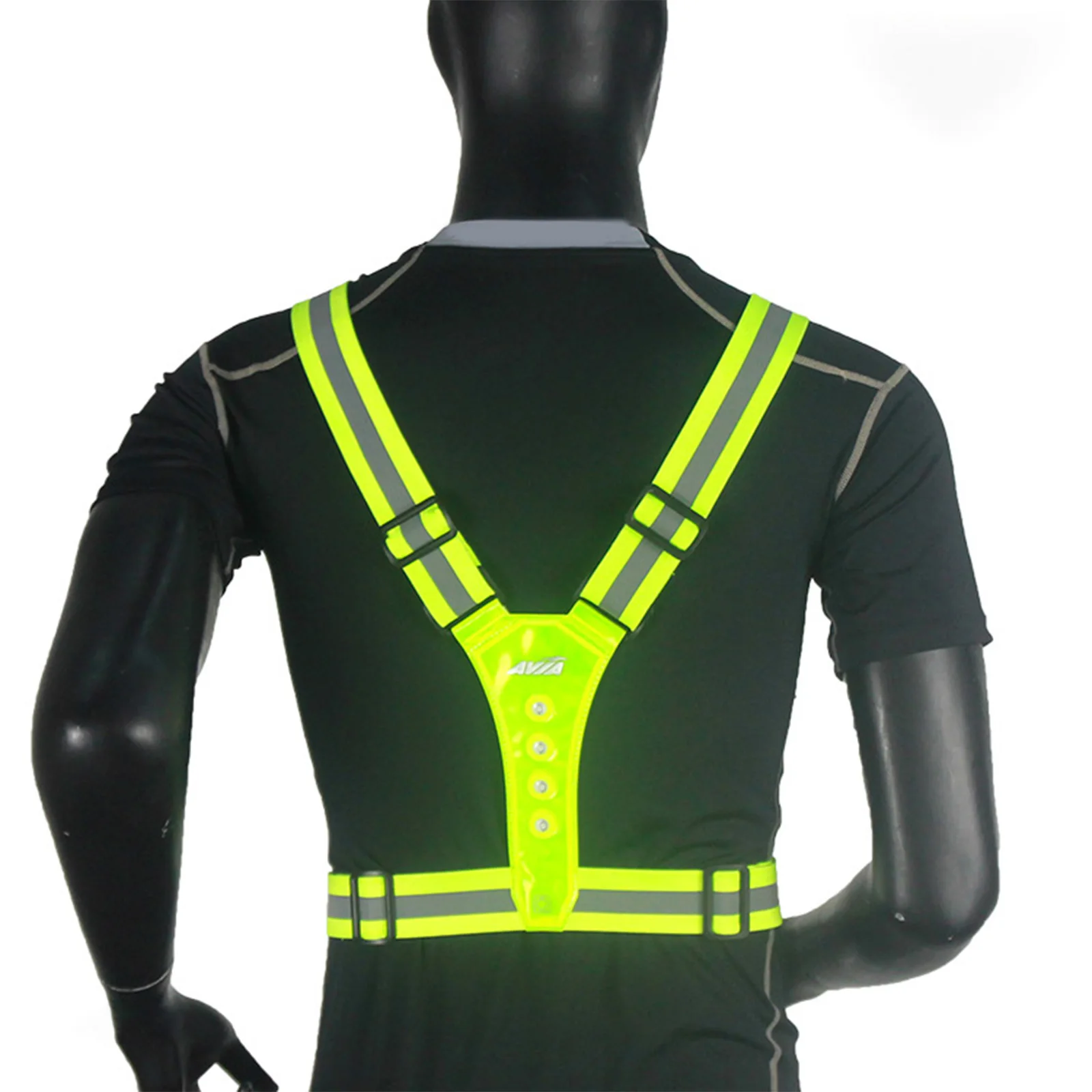 

3 Modes LED Reflective Running Vest Glowing Reflector Straps Safety Gear for Runners Men Women Night Running Waistcoat