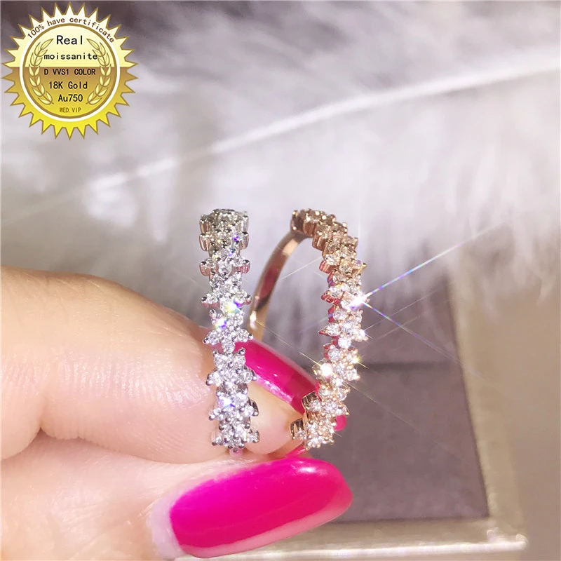 18K кольцо goldr moissanite обручальное и Свадебные украшения с сертификатом 017|Кольца| |