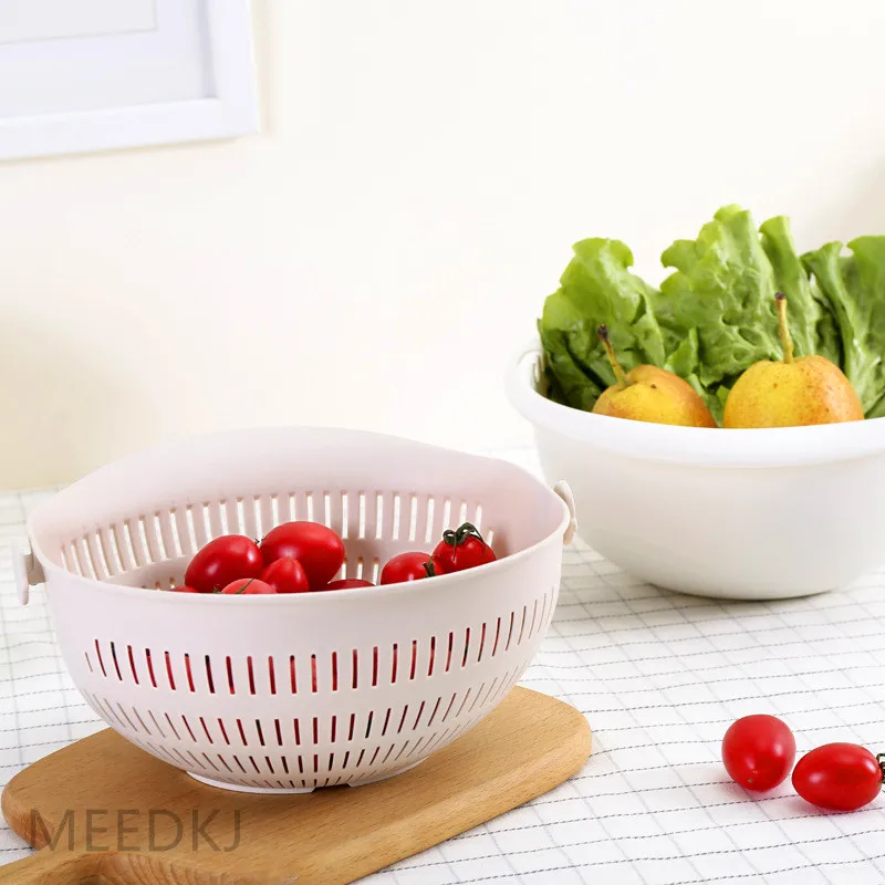 1 шт. съемная двухслойная полая сливная корзина для фруктов и овощей