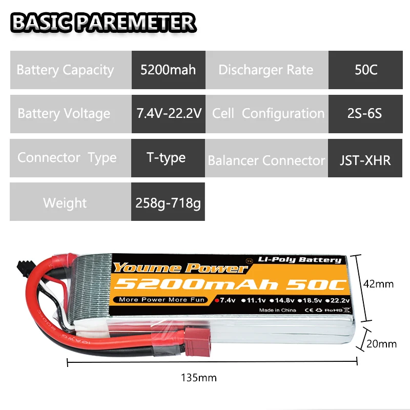 youme lipo 3s 4s 111 v 148 v 5200mah 2s 6s 74 v 222 v аккумулятор 5s 185 v 50c xt 60 t
