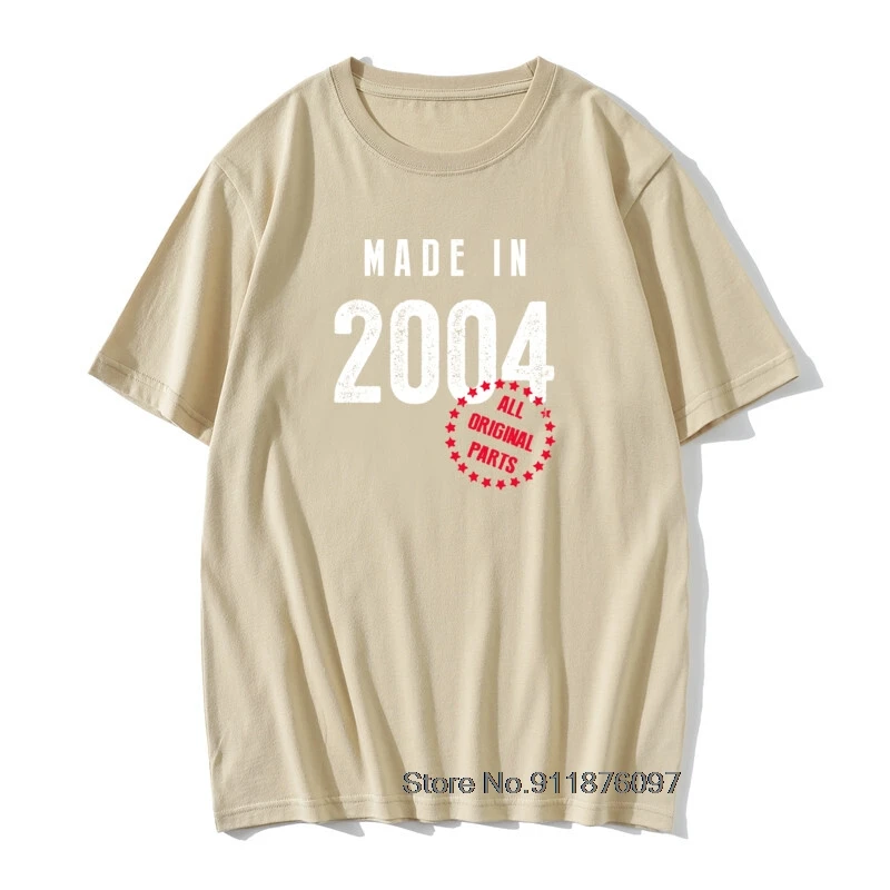 

Born 17th Birthday Present Vintage Cotton O-Neck T-Shirts Man Made In 2004 T Shirt Cool boy Tops Tees 17 Years Gift