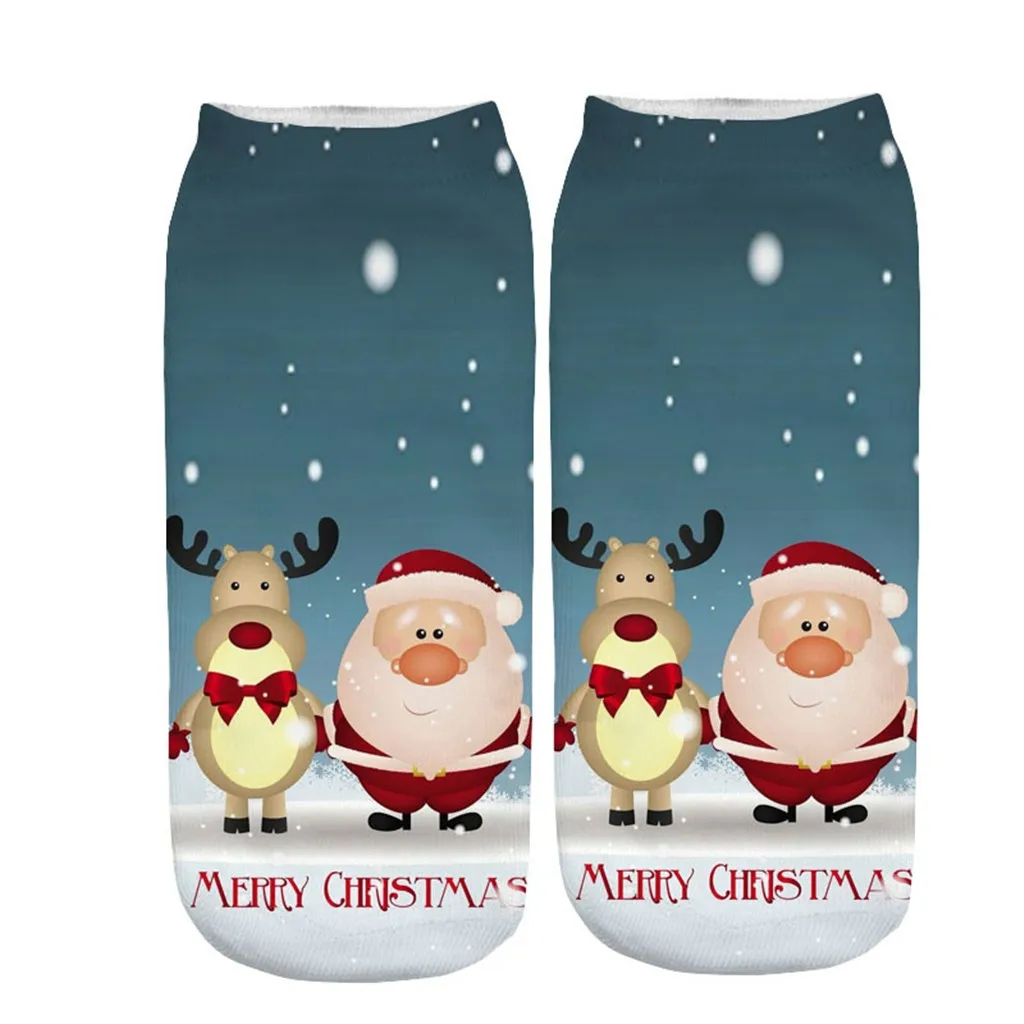 Рождественские женские носки-лодочки с милым мультяшным 3d-рисунком модные